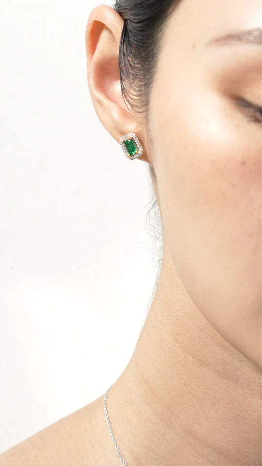 Silver Carat London Eton Green Stud Earrings