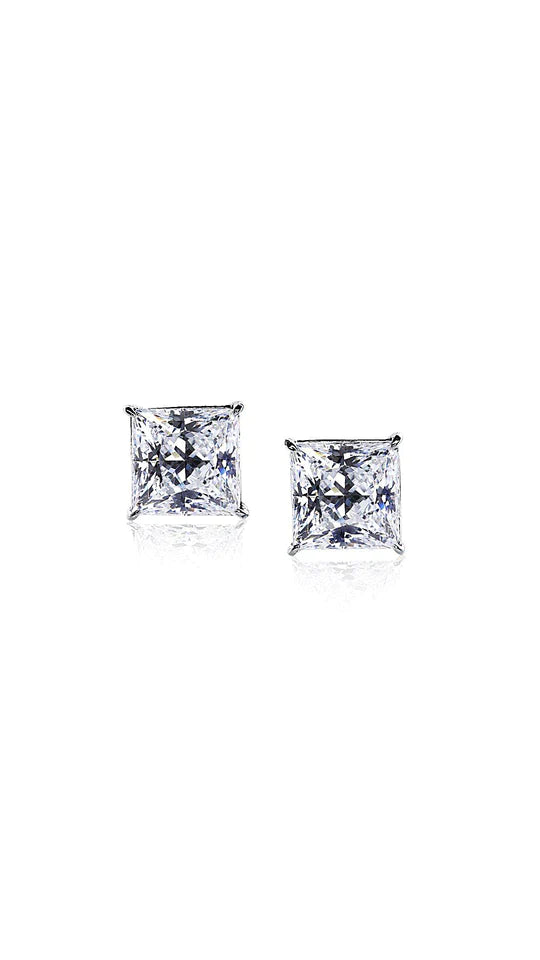 9ct White Gold Carat London Chester Princess Stud Earrings