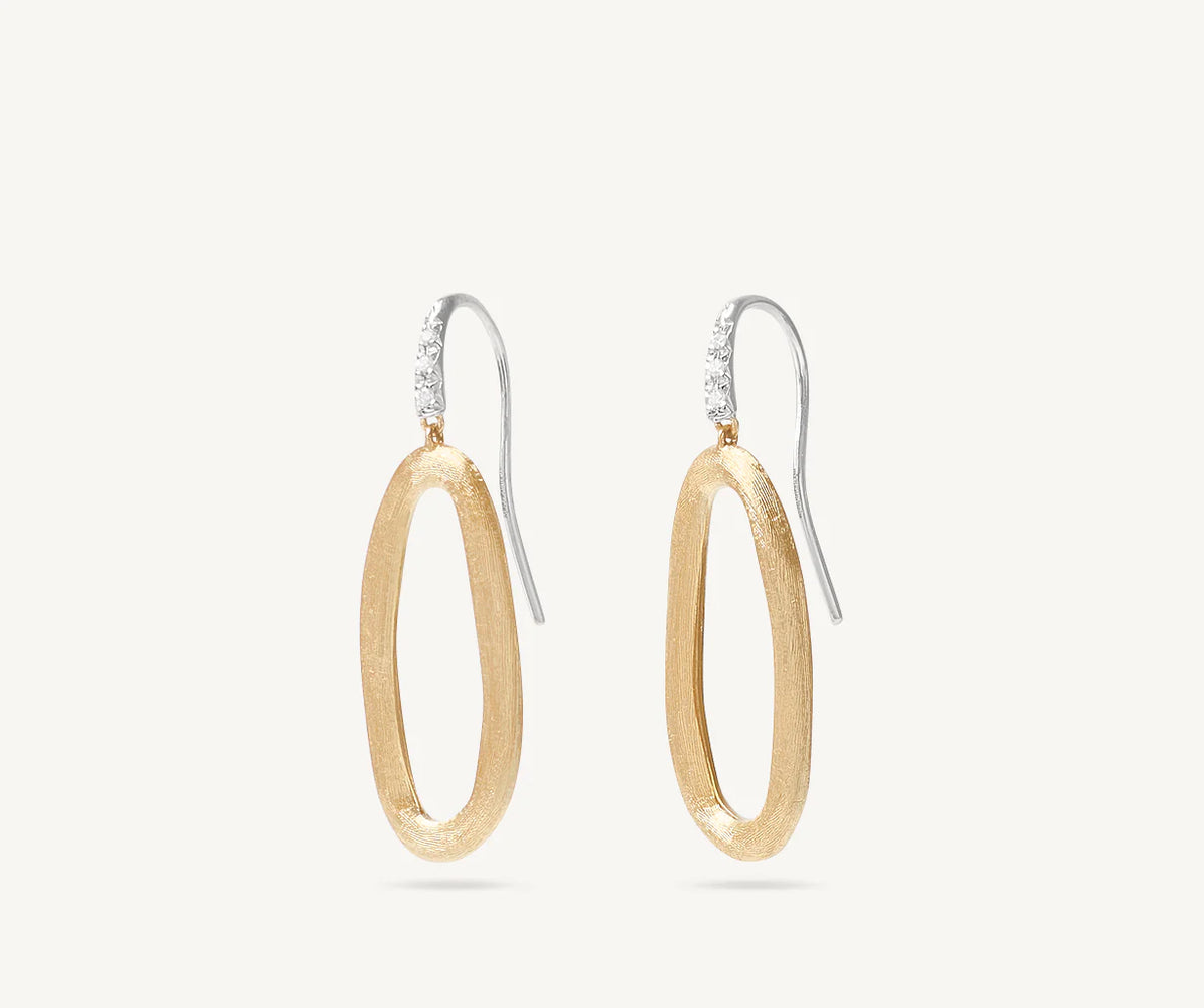 Marco Bicego Jaipur 18ct Yellow Gold Link Earrings with Diamond Studded Hook