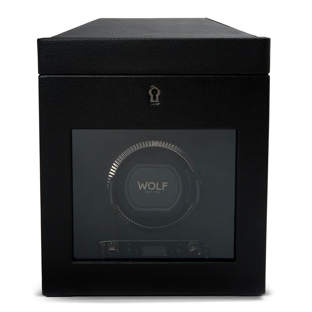 Wolf Designs British Racing Single Watch Winder with Storage Black