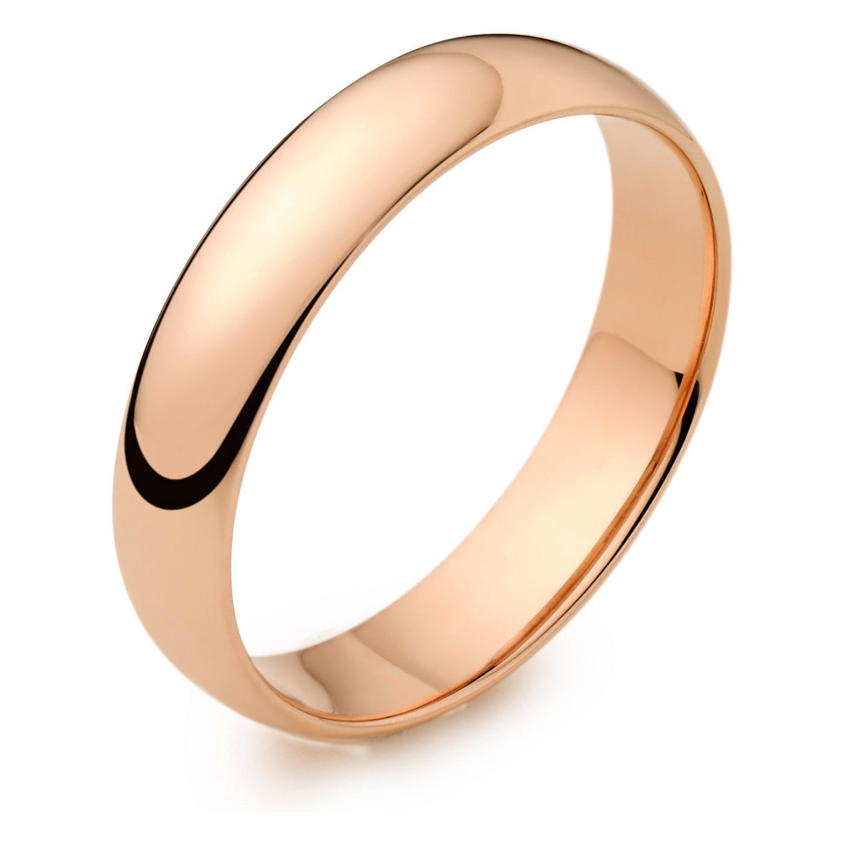 Men's 9ct Rose Gold Classic Court 4mm Wedding Ring