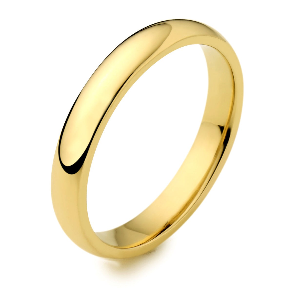 Men&#39;s 9ct Yellow Gold 3mm Court Wedding Ring