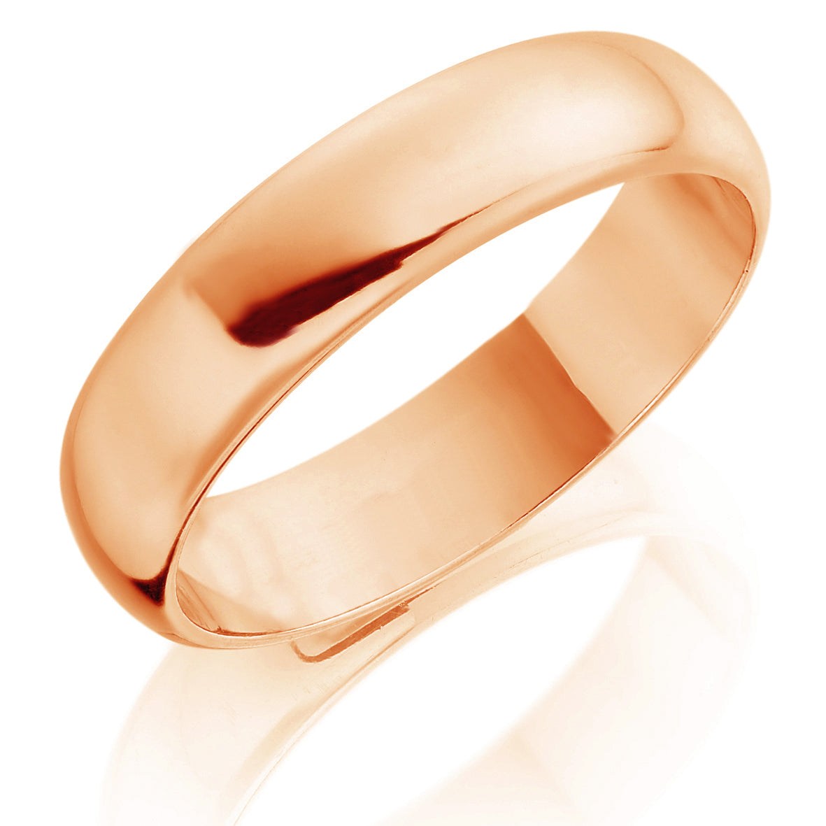 Men's 9ct Rose Gold 5mm D Shaped Wedding Ring
