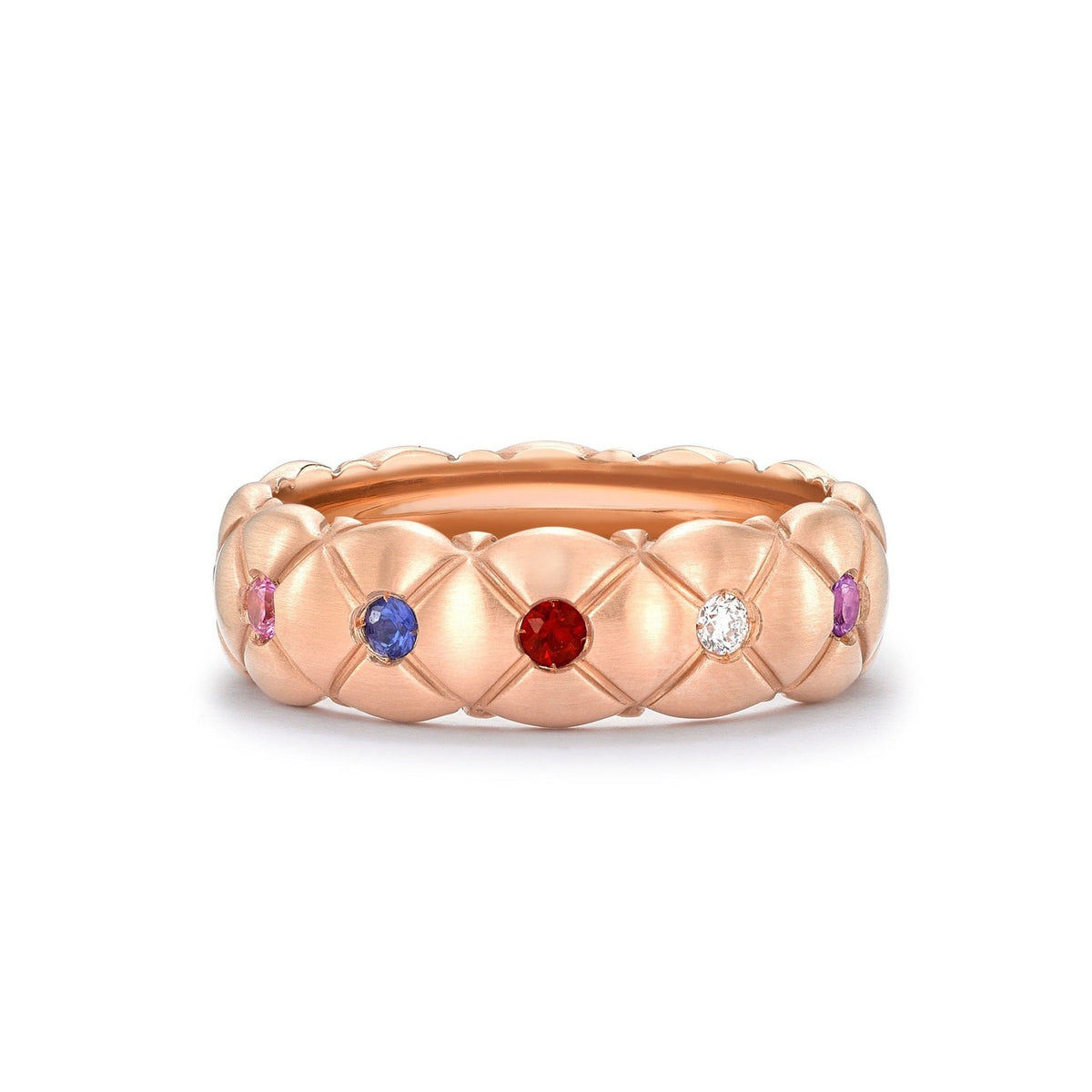 Faberge Treillage Brushed Rose Gold &amp; Multicoloured Gemstone Set Ring - 452RG1337