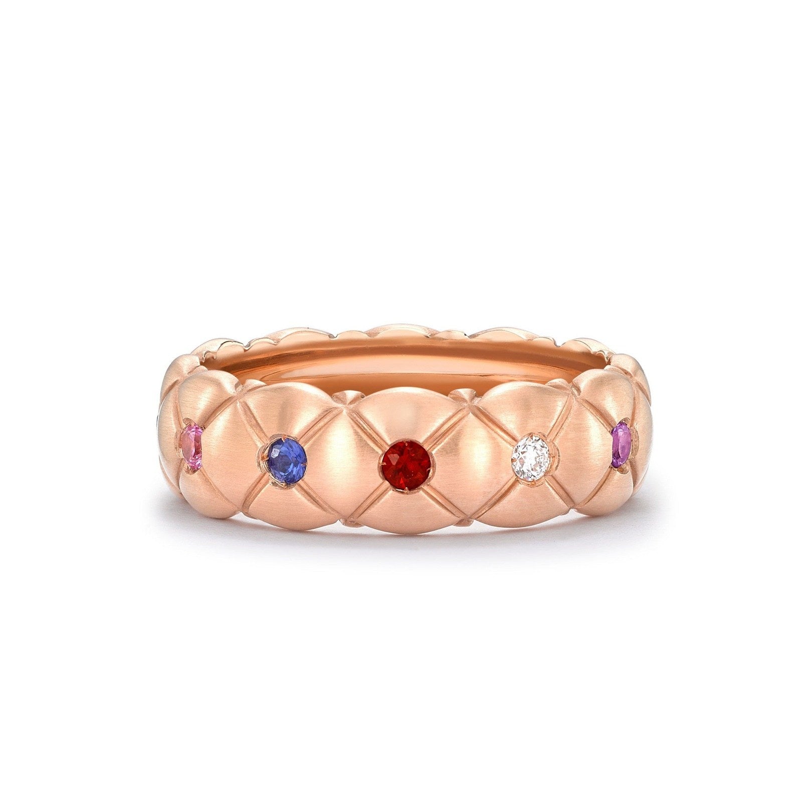 Faberge Treillage Brushed Rose Gold & Multicoloured Gemstone Set Ring - 452RG1337