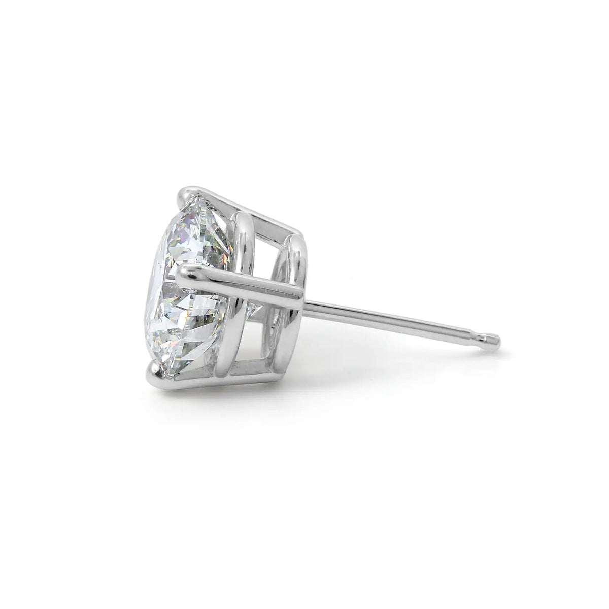 18ct 4 Claw White Gold Certified Diamond Stud Earrings 4.02ct