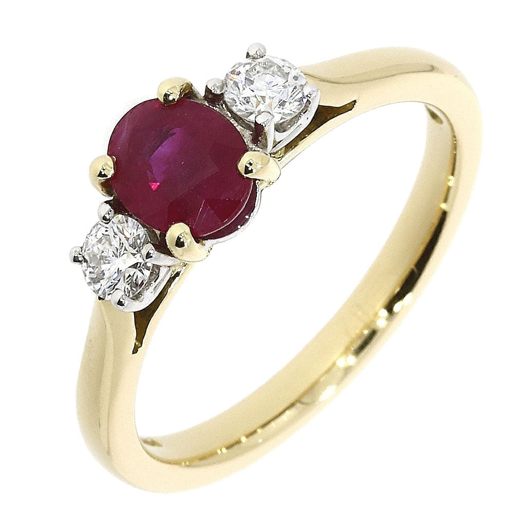 Ruby and Diamond 3 Stone Ring