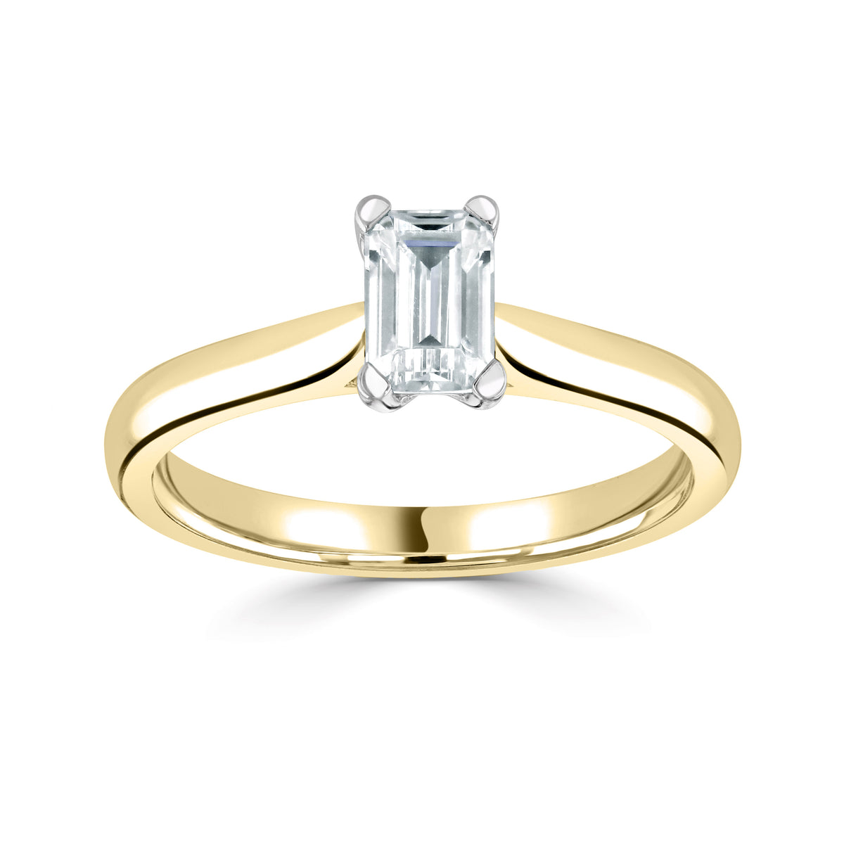 18ct Yellow Gold and Platinum Lab Grown Emerald Cut Diamond Solitaire 1.70ct