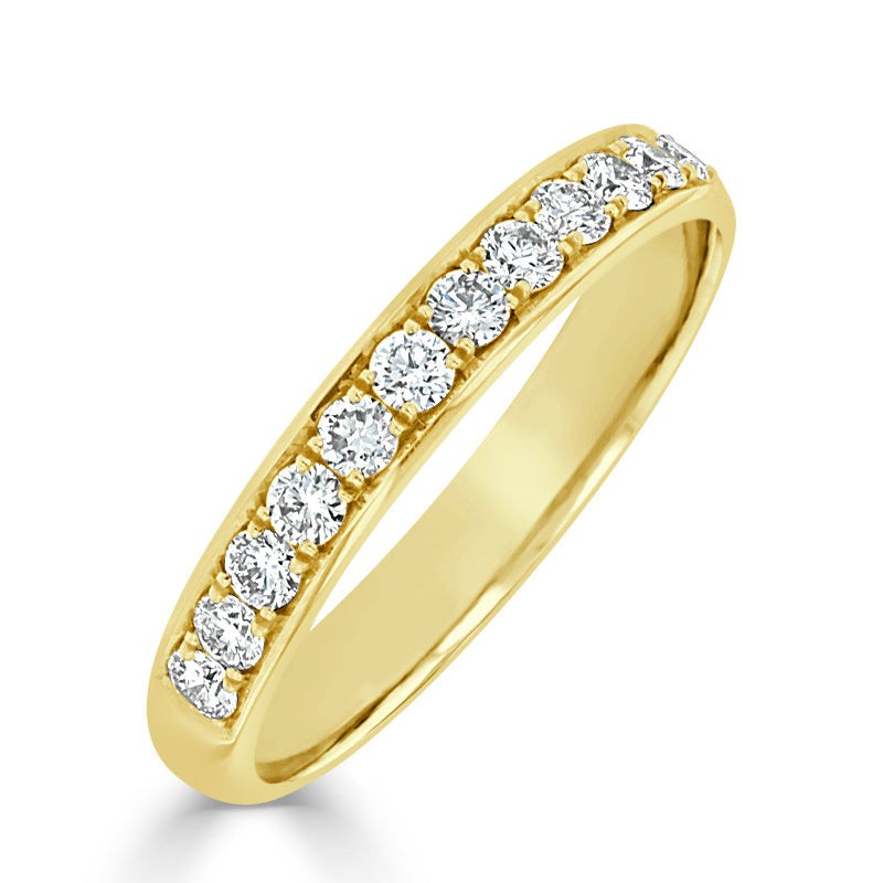 Ladies 18ct Yellow Gold Diamond Pave Half Hoop Ring
