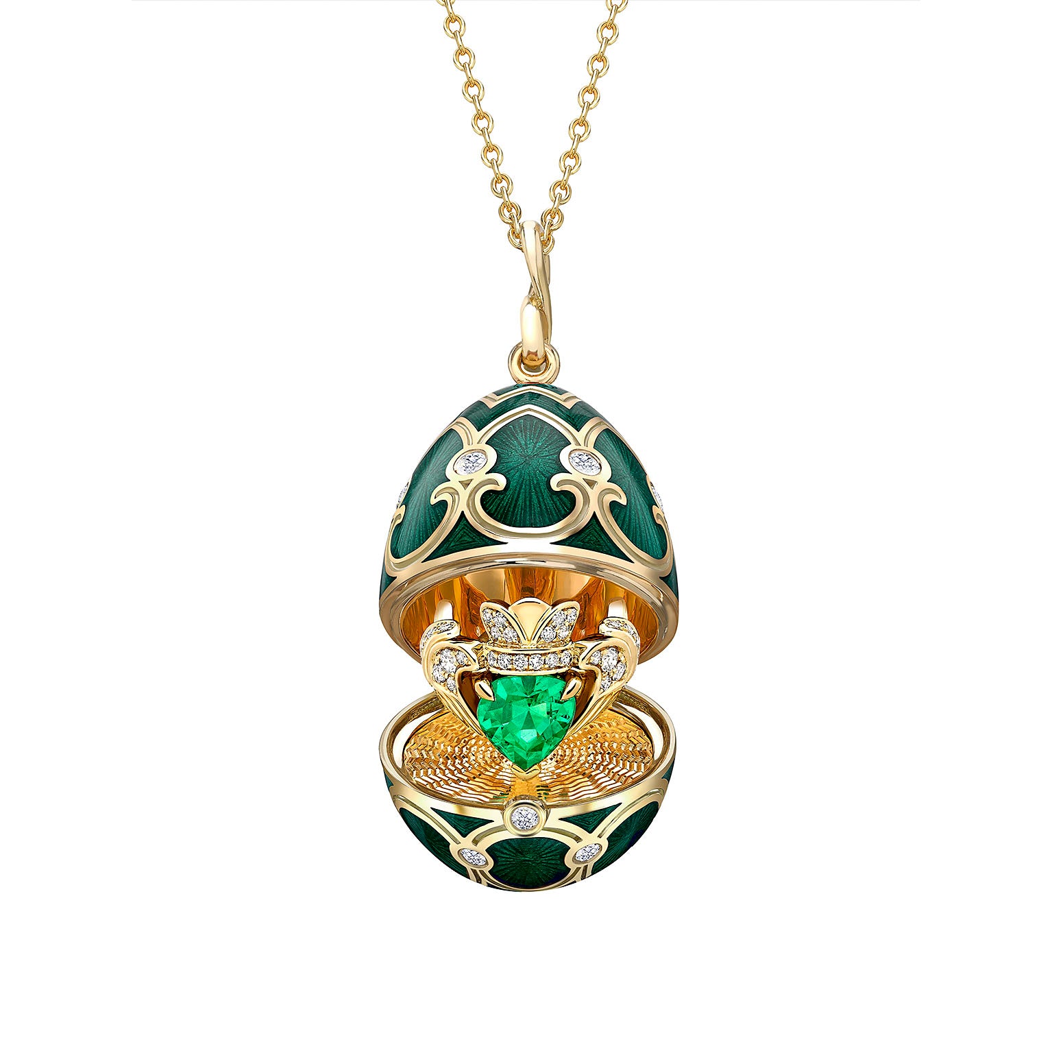 Faberge 18ct Yellow Gold Green Enamel Hartmanns collaboration