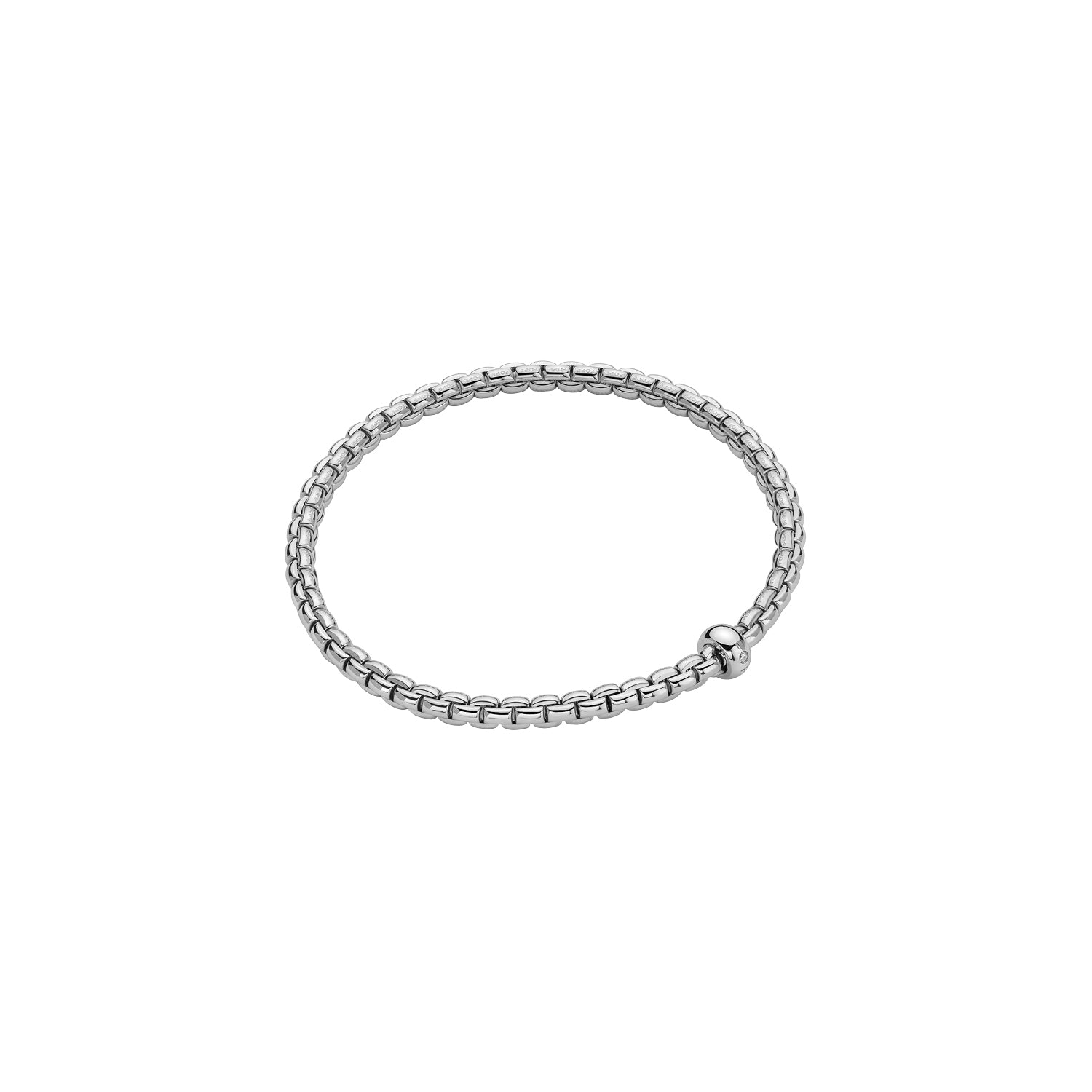 18ct White Gold Fope Eka Bracelet Single Diamond Roundel 0.01ct Medium 01M01BX_BB_B_XBX_00M