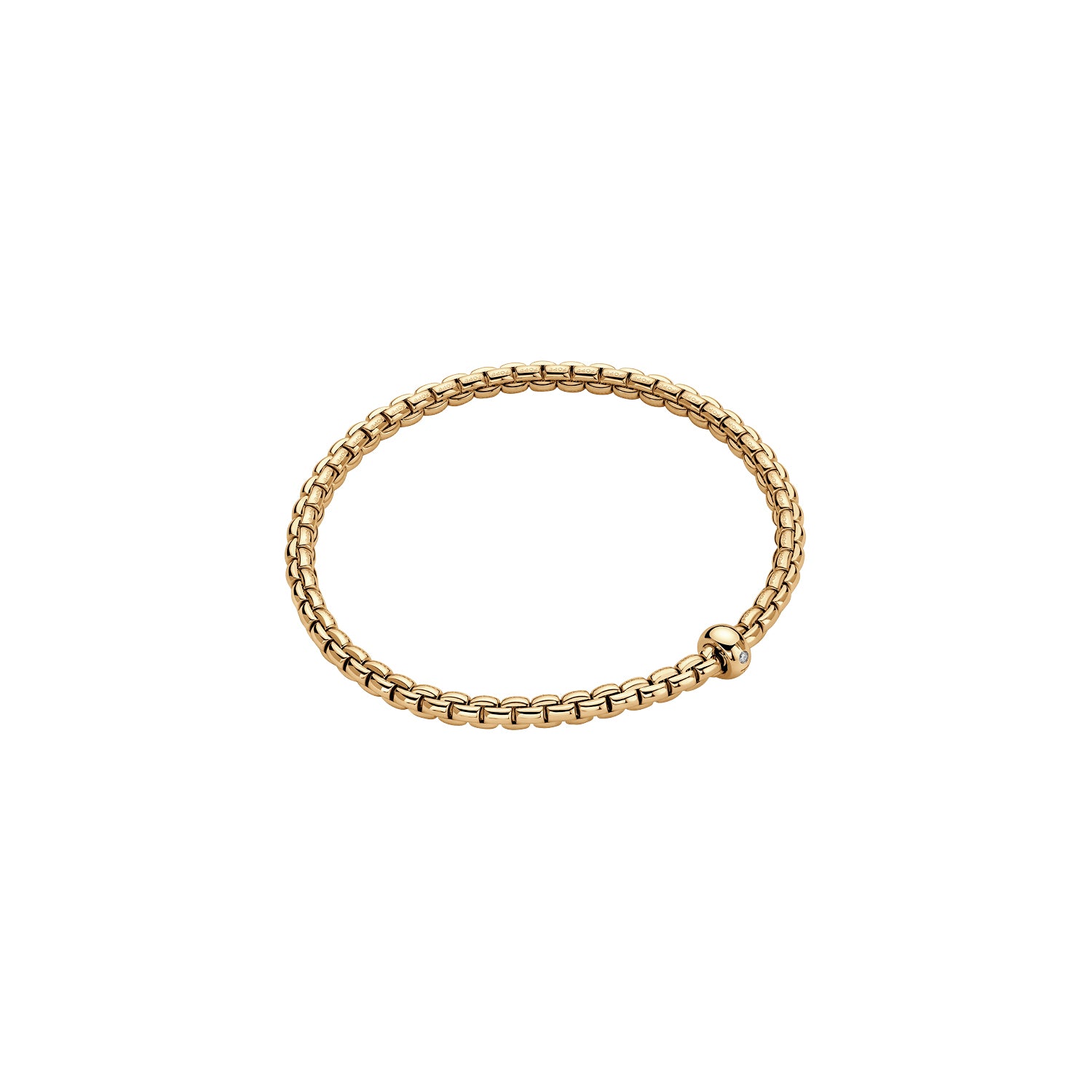 18ct Yellow Gold Fope Eka Bracelet Single Diamond Roundel 0.01ct Medium  01M01BX_BB_G_XBX_00M