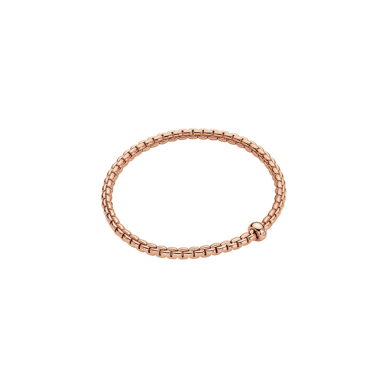 18ct Rose Gold Fope Eka Bracelet Plain Roundel Small 01M01BX_BB_R_XRX_00S