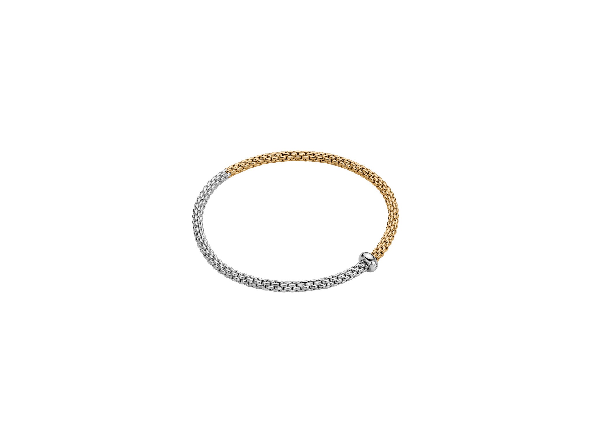 18ct Yellow and Wite Gold Prima Flex-It Bracelet Single Diamond Roundel 0.01ct Medium  01M08B2_BB_2_XBX_00M