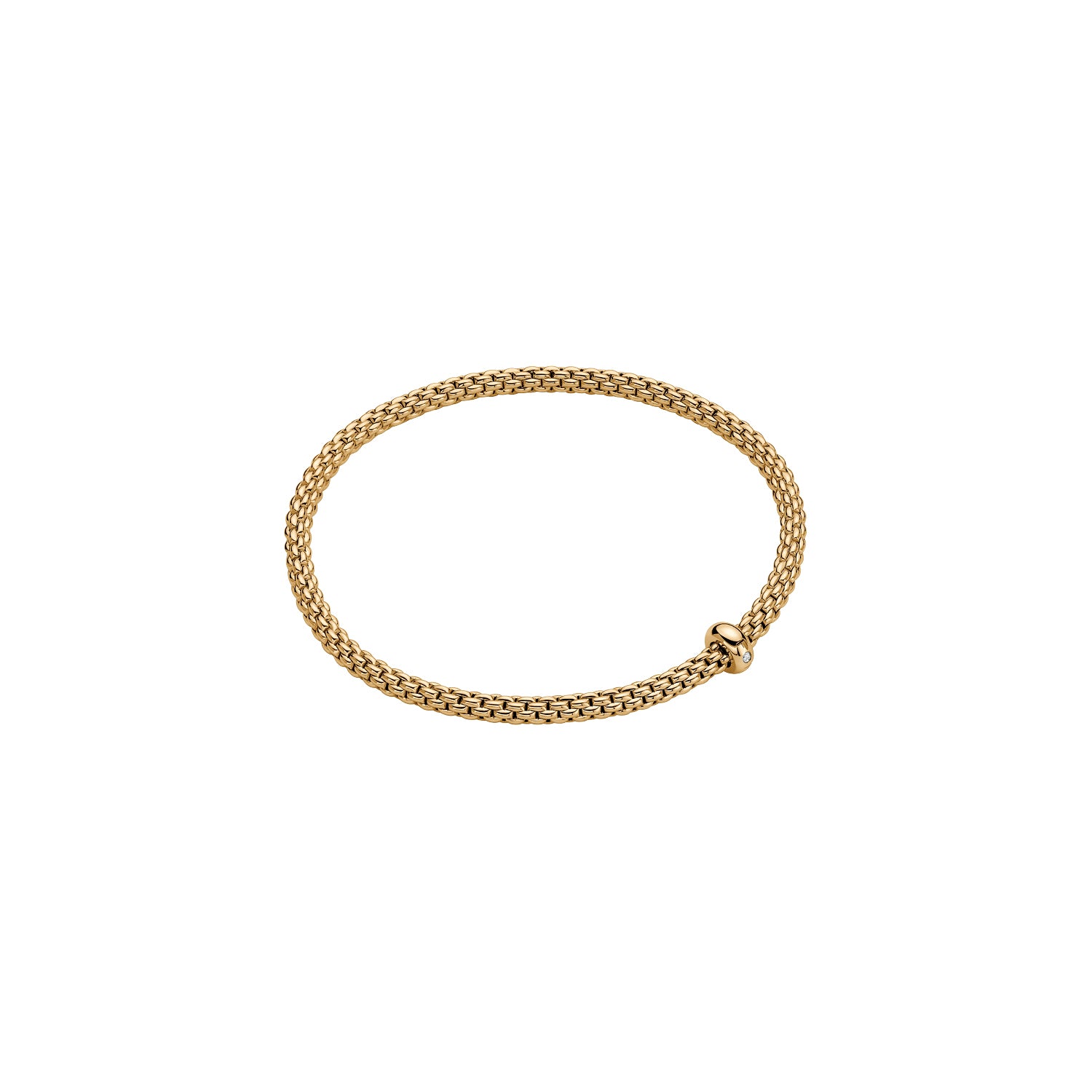 18ct Yellow Gold Fope Prima Bracelet Single Diamond Rondel 0.01ct Medium 01M08BX_BB_G_XGX_00M