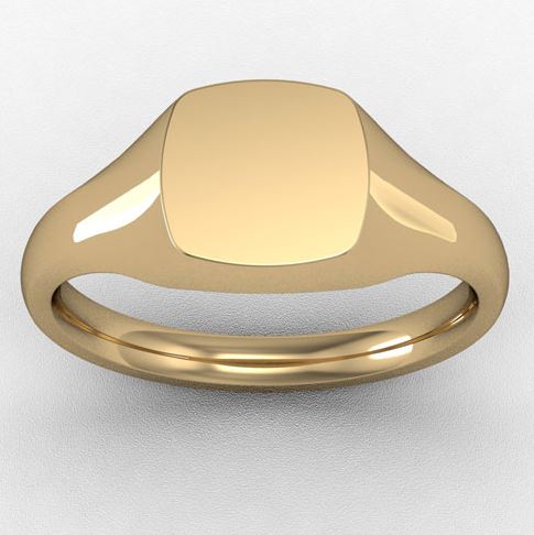 9ct Yellow Gold Large Plain Cushion Signet Ring