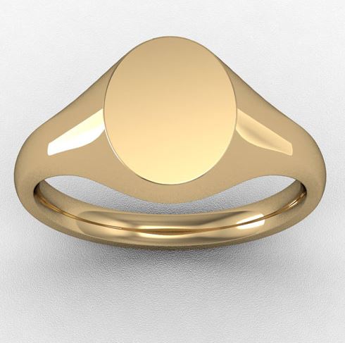 9ct Yellow Gold Medium Plain Oval Signet Ring