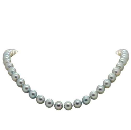 18ct Grey/Blue Freshwater Pearl Necklet with 18ct White Gold Ball Clasp