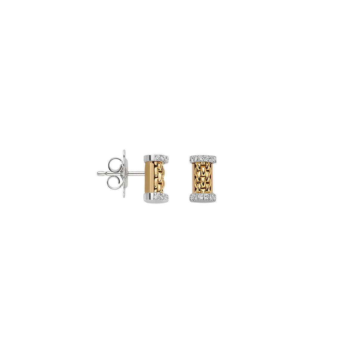 18ct Yellow and Wite Gold Fope Essentials Diamond Set Earrings 0.17ct