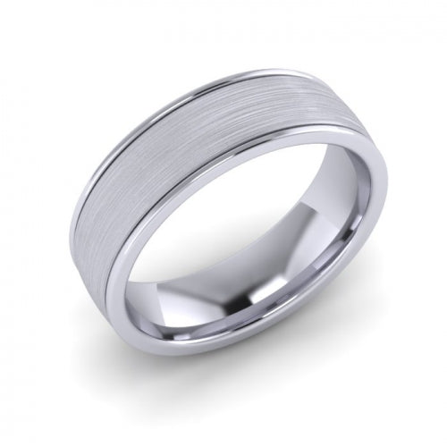 9ct WG Gents 5mm Classic Flat Machined Court Shaped Wedding Ring