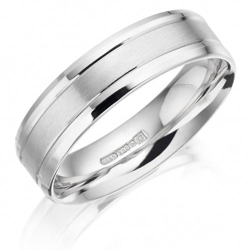 9ct WG Gents 6mm Classic Flat Machined Wedding Ring
