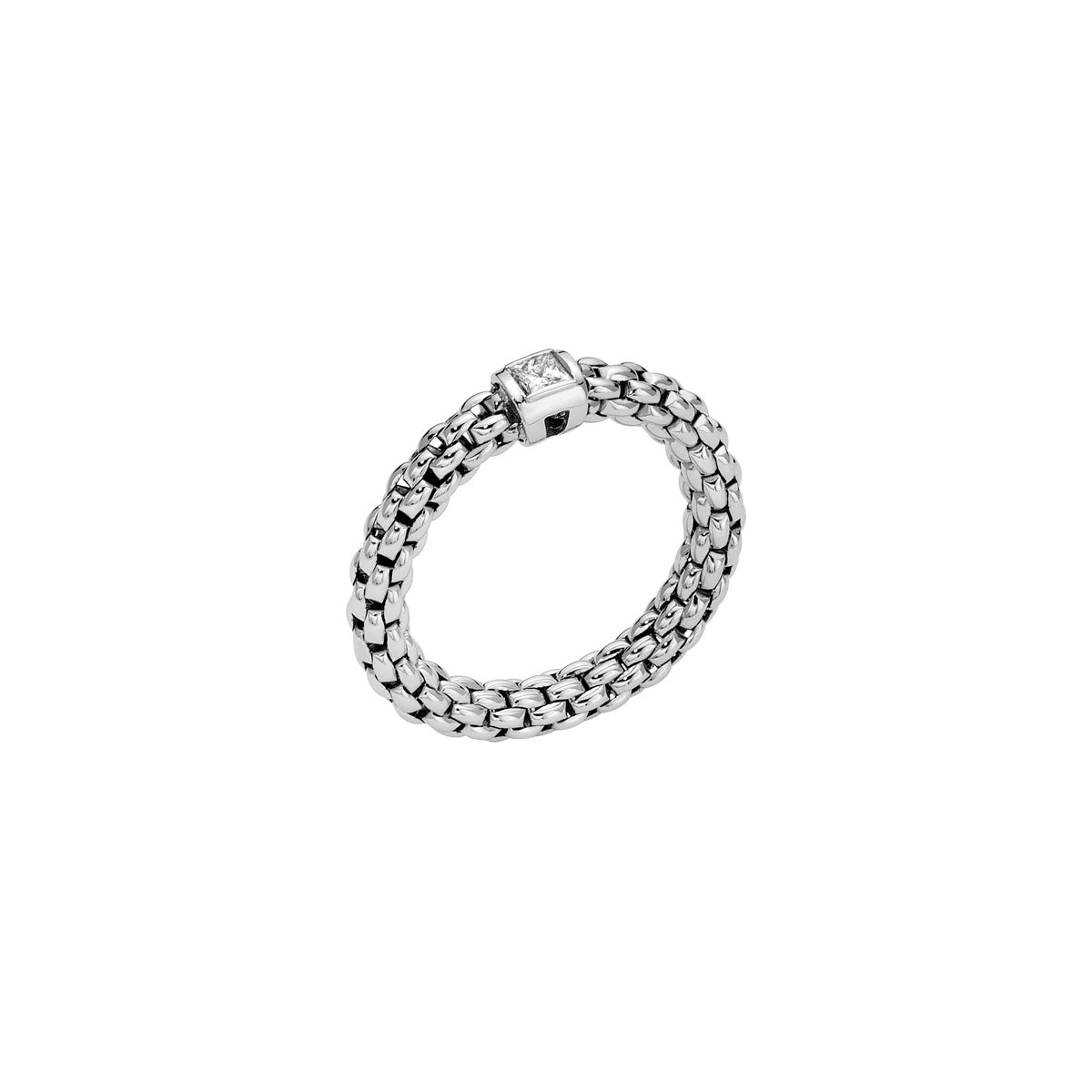 18ct White Gold Fope Souls Single Diamond Set Ring 0.09ct Medium