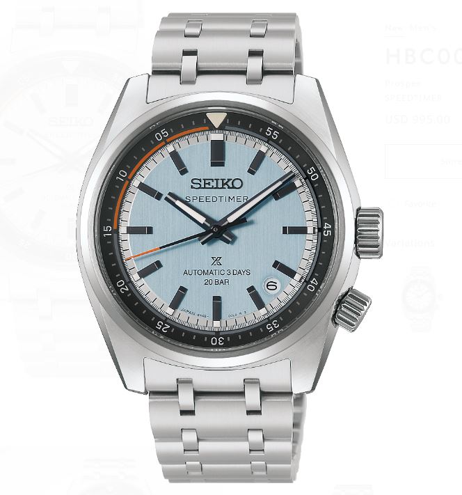 Gents Seiko Heritage 39.5mm Automatic Motoring Countdown Speedtimer Steel Bracelet Blue Dial with Date  HBC003J1