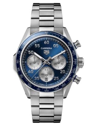 Gents Tag Heuer Carrera 42mm Chronograph Sport Automatic Steel Bracelet Blue Dial Blue Ceramic Bezel CDB2111.BA0054