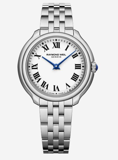 Ladies Raymond Weil 28mm Tocatta Heritage Steel Bracelet White Roman Numeral Dial 5250-ST-00650