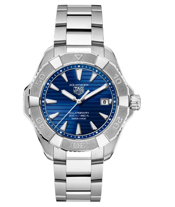 Gents Tag Heuer Aquaracer Professional 200 Solargraph Solar Quartz 40mm Steel Bracelet Blue Dial