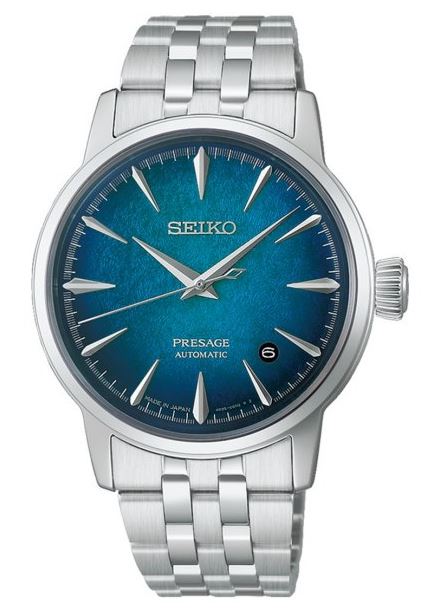 Gents Seiko 38mm Presage Automatic Crushed Ice Cocktail Time Emerald Mist Steel Bracelet  HCB001J1