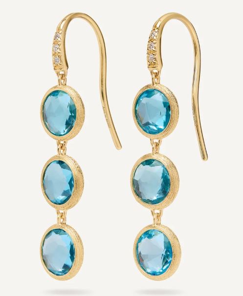 18ct Yellow Gold Marco Bicego Jaipur 3 Topaz Drop Earrings with Diamond Hook Fittings OB1965-AB_TP01_Y_02