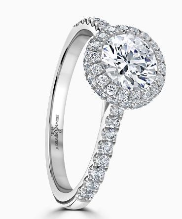 Platinum Certified Lab Grown Diamond Ring with Waterfall Halo 2.06ct