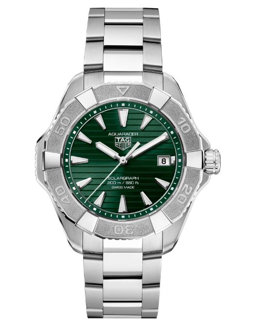 Gents Tag Heuer Aquaracer Professional 200 Solargraph Solar Quartz 40mm Steel Bracelet Green Dial