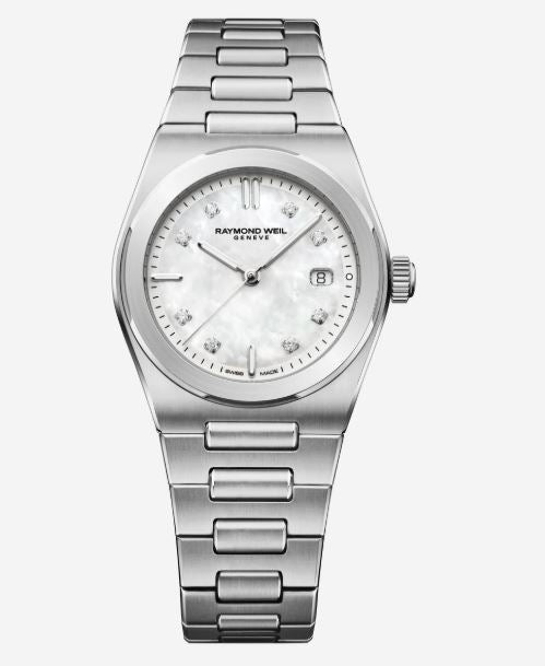 Ladies Raymond Weil ART Quartz 30mm Steel Bracelet White Mother of Pearl LG Diamond Dial