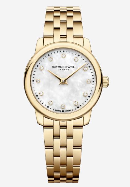 Ladies Raymond Weil Tocatta 24mm Quartz Yellow Gold PVD Bracelet White Mother of Pearl Lab Grown Diamond Dial 5024-P-97081
