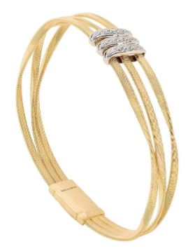 18ct Yellow and White Gold Marco Bicego Marrakech 3 Strand Diamond Rondel Bracelet 0.213ct BG867_B9_YW_M5