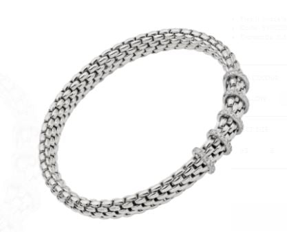 18ct White Gold Fope Vendome Bracelet 5 Diamond Roundels 0.37ct Medium