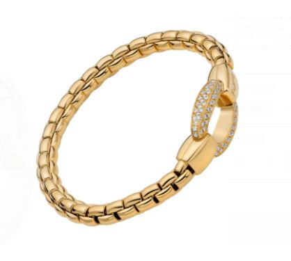18ct Yellow Gold Fope Eka Bracelet Diamond Clasp 0.71ct Medium