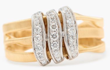 18ct Yellow and White Gold Marco Bicego Marrakech 3 Strand Diamond Rondel Ring 0.213ct MB AG372_B9_YW_M5