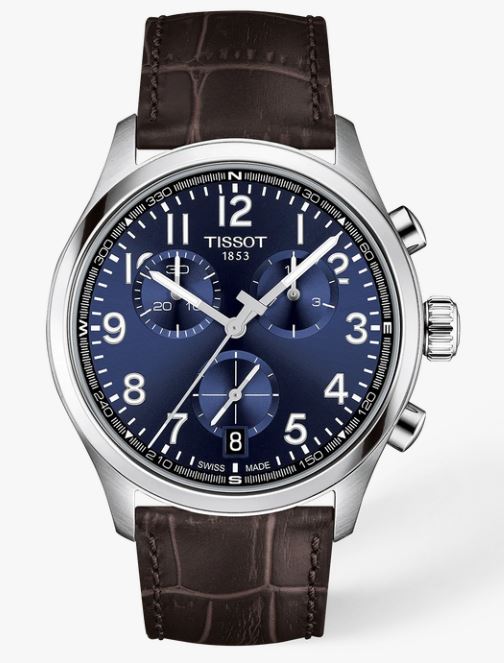 Gents Tissot Chrono L 42mm Steel Case Brown Strap Blue Dial T116.417.16.042.00