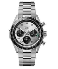 Gents Tag Heuer Carrera 42mm Chronograph Sport Automatic Steel Bracelet Silver Dial Black Ceramic Bezel CDB2113.BA0054