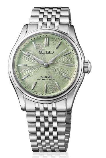 Gents Seiko 38mm Presage Automatic Steel Bracelet Light Green Dial