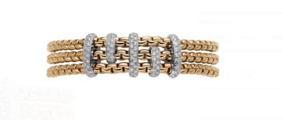 18ct Yellow Gold Fope Eka Bracelet 5 White Gold Diamond Roundels 0.64ct medium