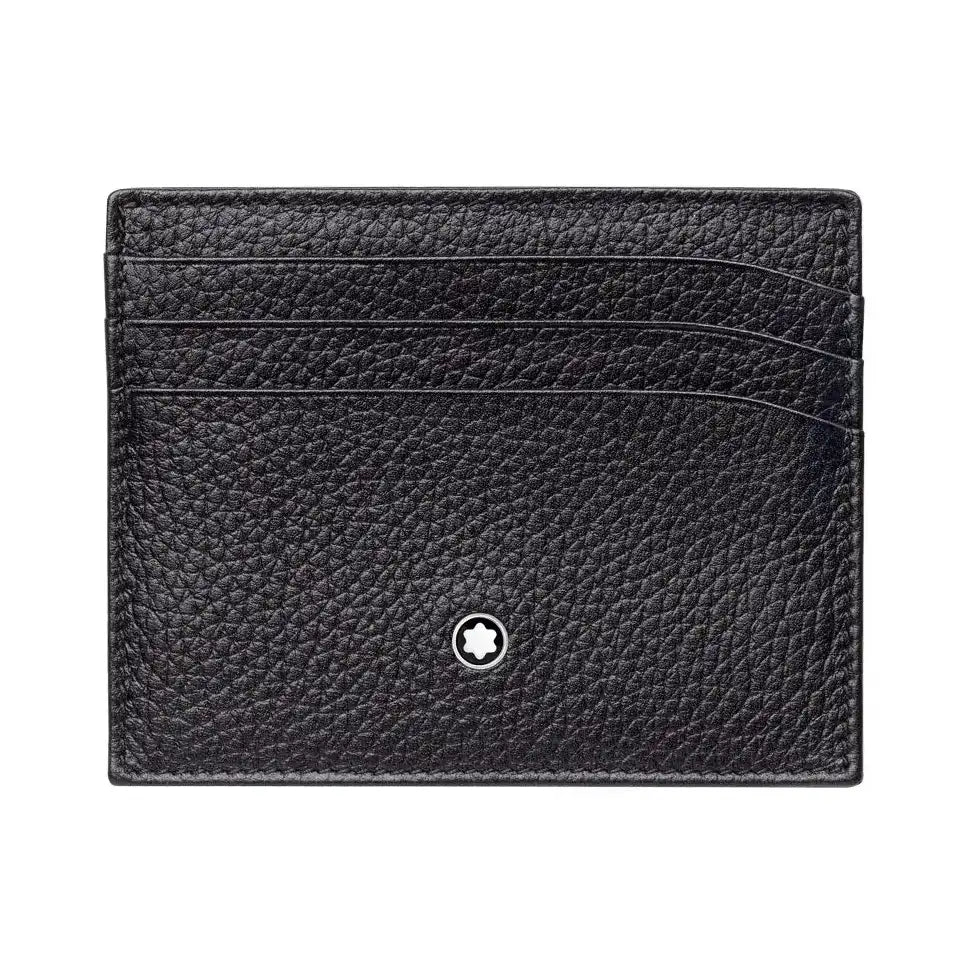 Black Leather Soft Grain 6 Card Holder