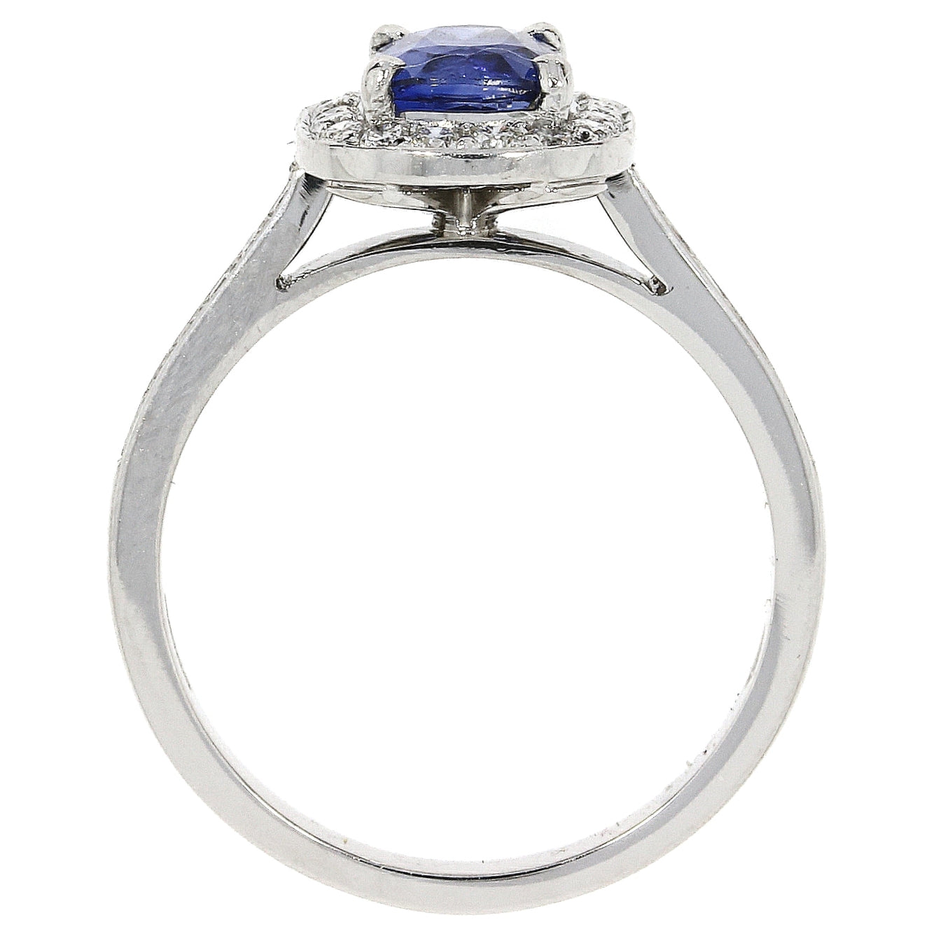 18ct White Gold Cushion Sapphire and Diamond Ring