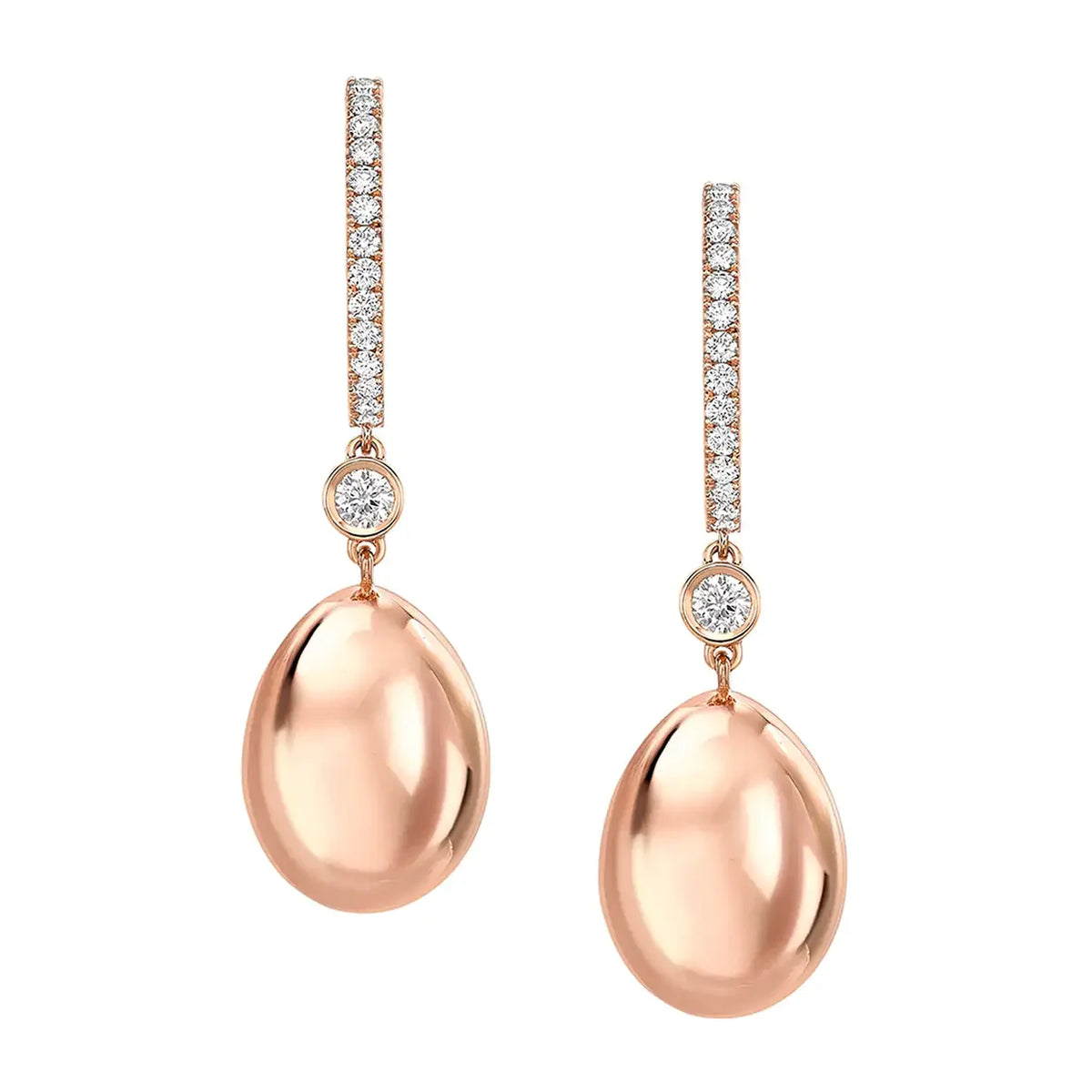 Fabergé Essence Rose Gold Diamond Set Egg Drop Earrings