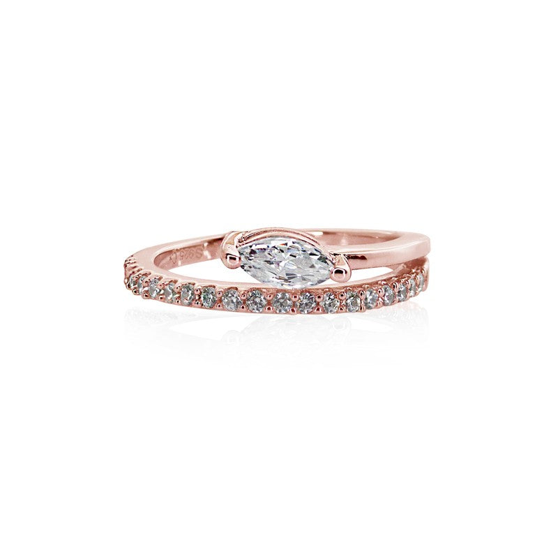 Silver Rose Gold Plated CARAT Gaea Ring 114475