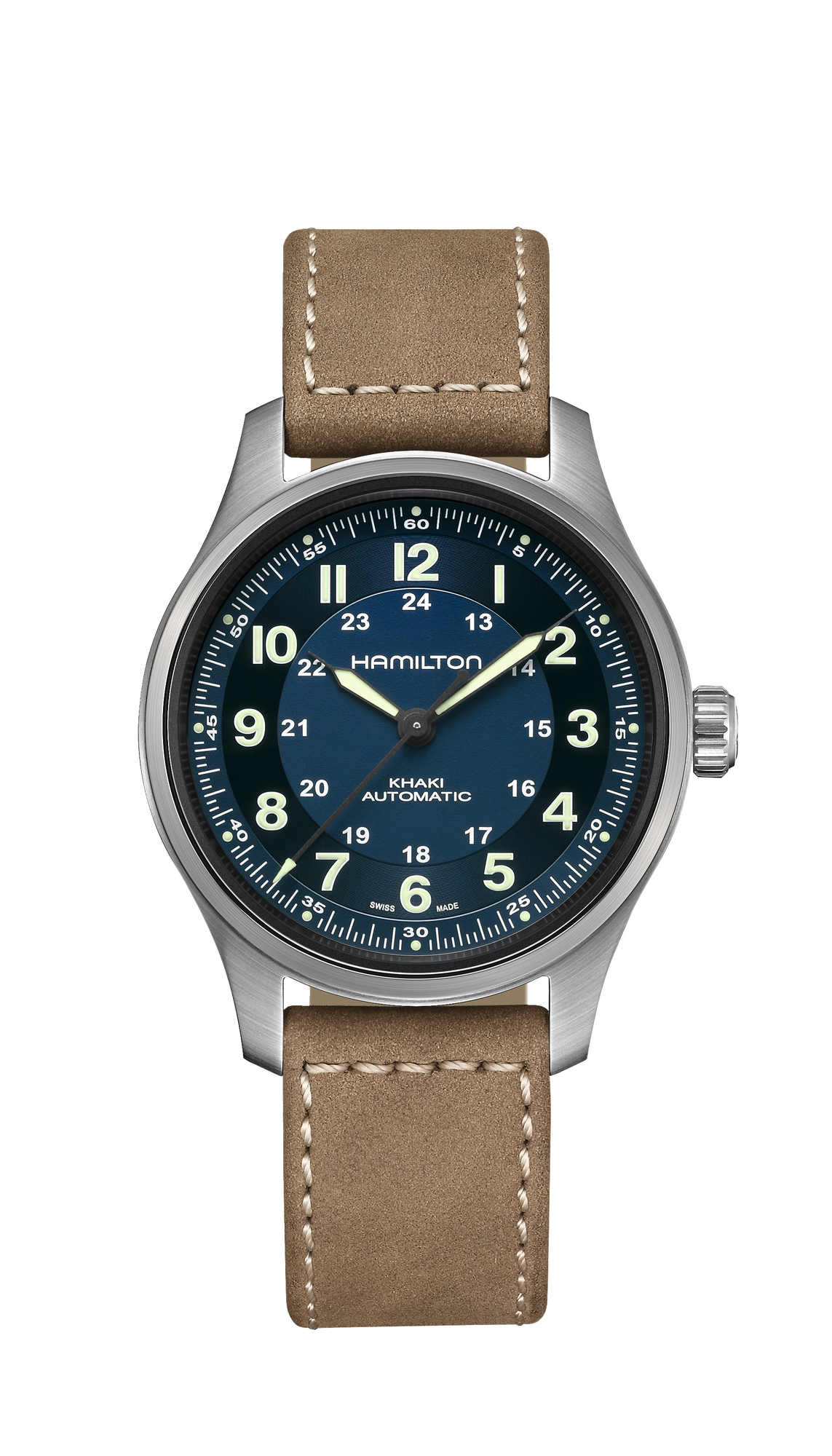 Hamilton Khaki Field Titanium Auto 42mm Blue Dial Beige Strap
