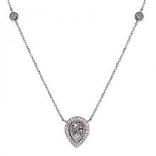 Silver CARAT Pear Border Set Pendant on Chain 23120-1